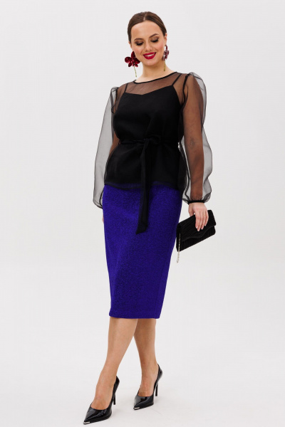 Блуза, топ, юбка Mubliz 258 черный-василек - фото 6