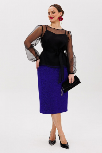 Блуза, топ, юбка Mubliz 258 черный-василек - фото 5