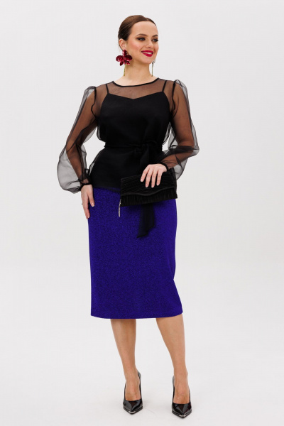 Блуза, топ, юбка Mubliz 258 черный-василек - фото 4