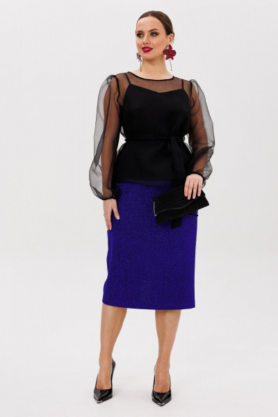 Блуза, топ, юбка Mubliz 258 черный-василек - фото 2