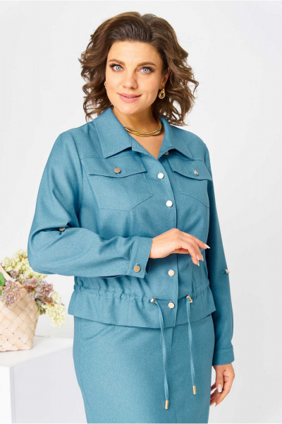 Жакет, юбка Асолия 1481 аква - фото 7