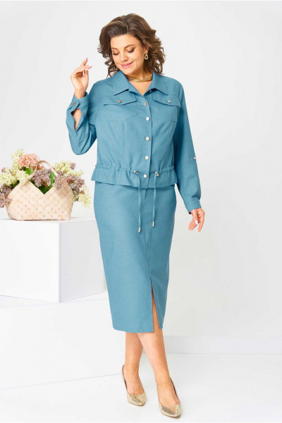 Жакет, юбка Асолия 1481 аква - фото 4