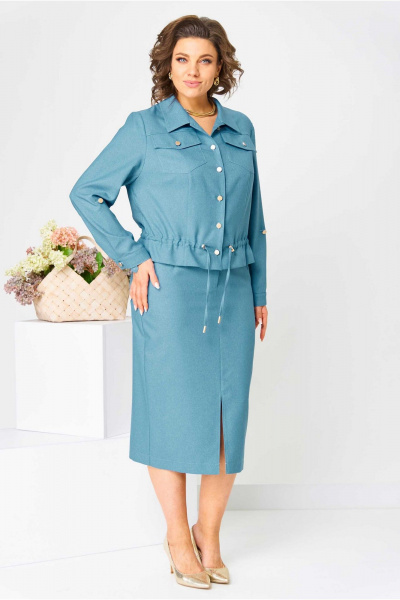 Жакет, юбка Асолия 1481 аква - фото 2