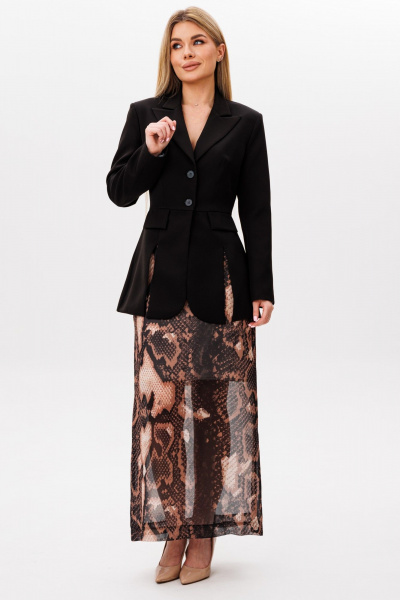 Жакет, юбка Ambera Style 2107 черный-питон - фото 3