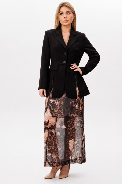 Жакет, юбка Ambera Style 2107 черный-питон - фото 1
