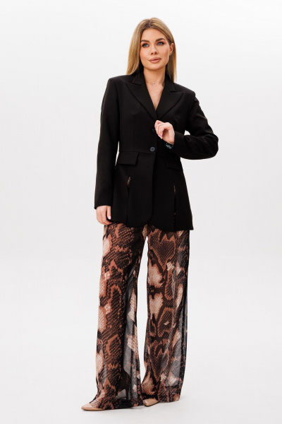 Брюки, жакет Amberа Style 2108 черный-питон - фото 1
