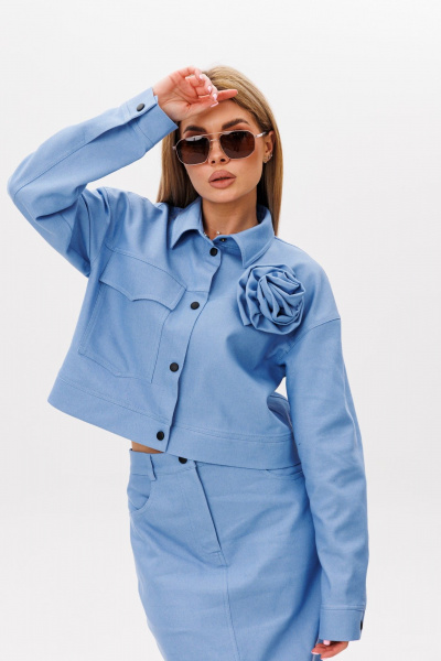 Жакет, юбка Ambera Style 2116 голубой - фото 5