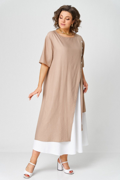 Туника, юбка LadisLine 1564 кофе+белый - фото 5