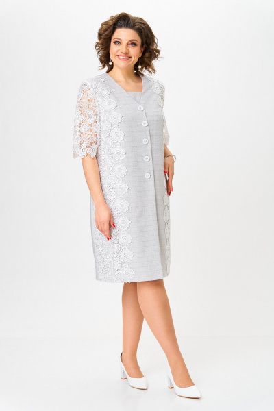 Кардиган, платье Svetlana-Style 2211 серый_лен - фото 3