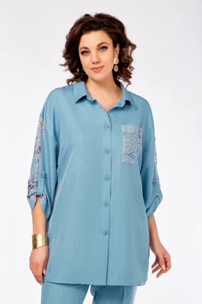 Блуза, брюки Ольга Стиль С-917 голубой - фото 8