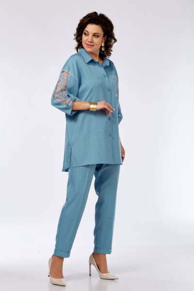 Блуза, брюки Ольга Стиль С-917 голубой - фото 7