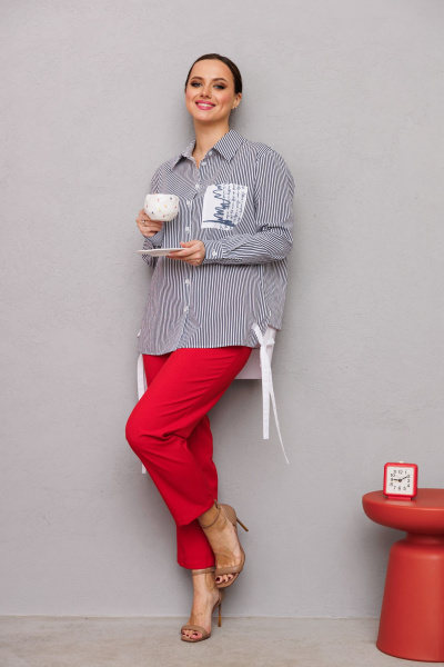 Брюки, рубашка Mubliz 222 серый-красный - фото 5