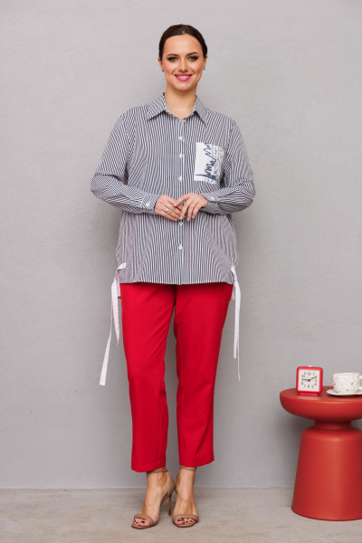 Брюки, рубашка Mubliz 222 серый-красный - фото 3
