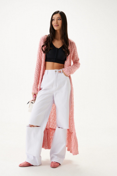 Белые джинсы с разрезами и прорезными карманами ANNETE A1195 - фото 3