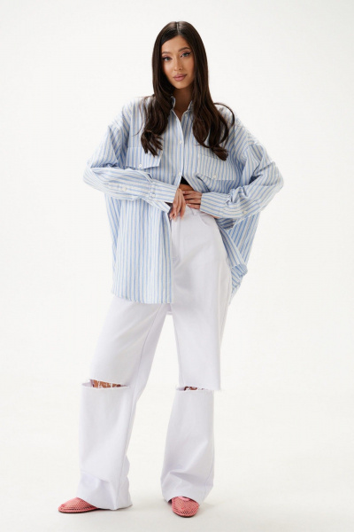 Белые джинсы с разрезами и прорезными карманами ANNETE A1195 - фото 2