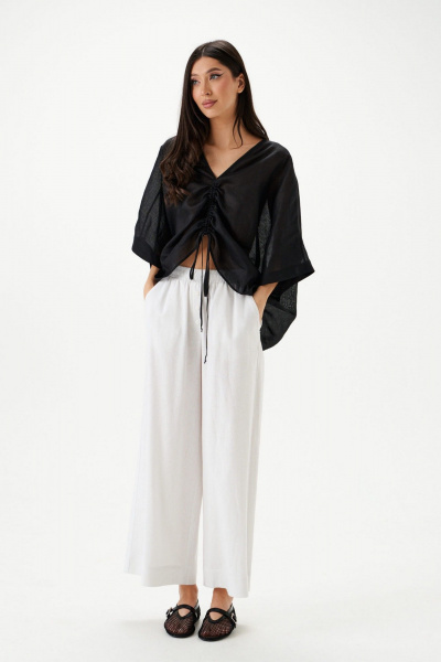 Брюки прямого кроя из льна с эластаном на резинке ANNETE A1259 - фото 4