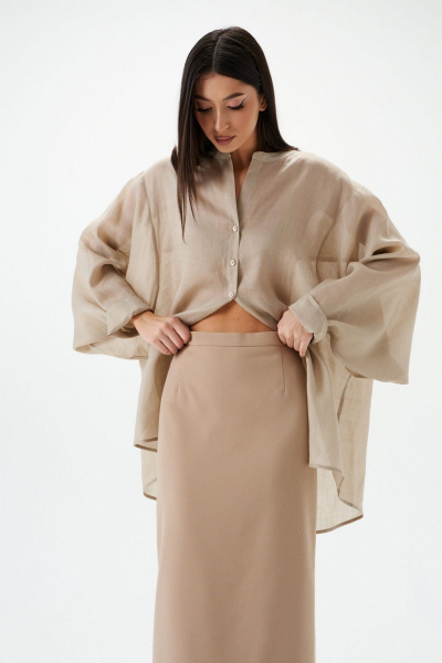 Классическая юбка миди с разрезом из костюмной ткани ANNETE A1297 - фото 2