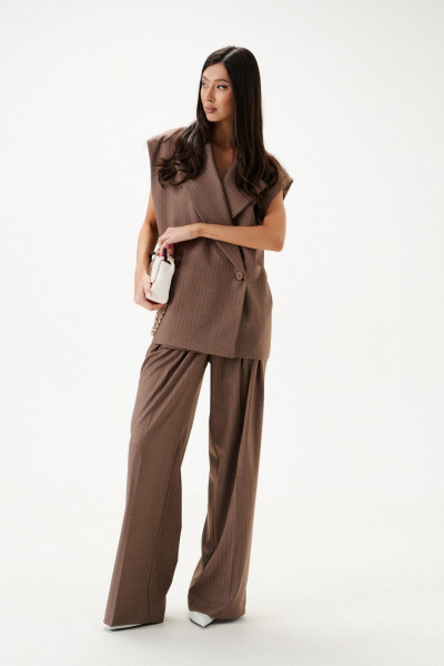 Классические брюки из костюмной ткани, коричневый, круглый год ANNETE A1425 - фото 2