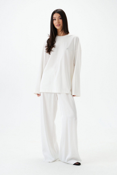 Струящиеся брюки из ткани, молочные, круглый год ANNETE A1435 - фото 7