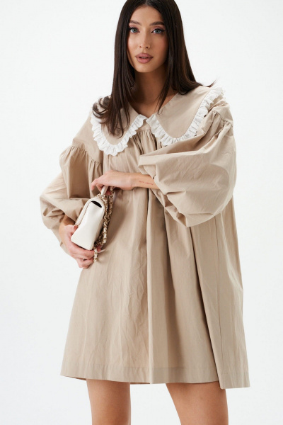 Платье свободного кроя с кружевым воротником из хлопка ANNETE A3538/1 - фото 4