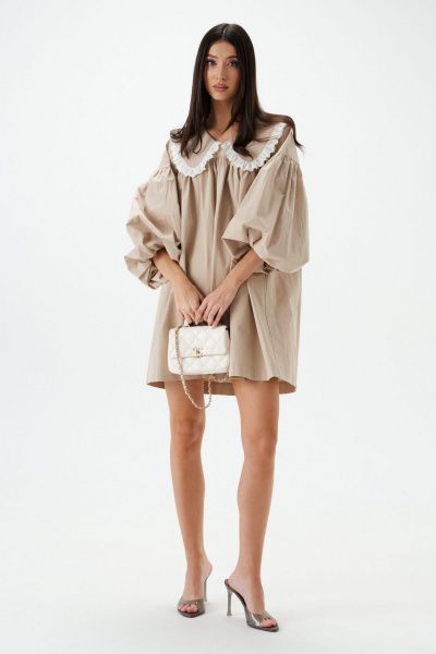 Платье свободного кроя с кружевым воротником из хлопка ANNETE A3538/1 - фото 1