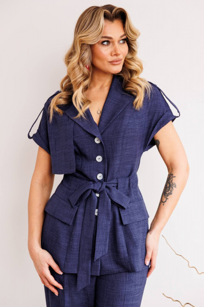 Брюки, жакет Мода Юрс 2809 синий - фото 5