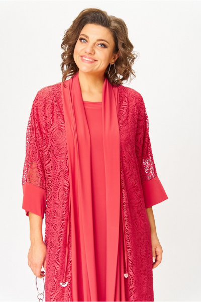 Кардиган, платье Michel chic 1417 коралл - фото 8