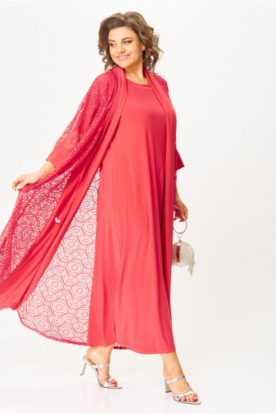 Кардиган, платье Michel chic 1417 коралл - фото 5