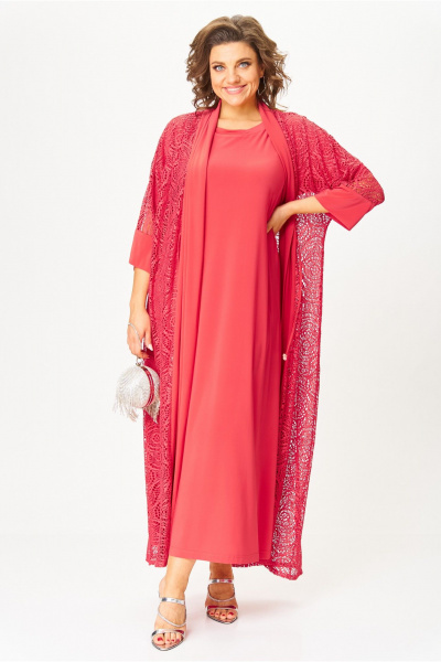 Кардиган, платье Michel chic 1417 коралл - фото 3