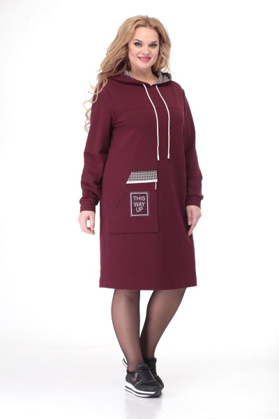 Платье демисезонное спортивное из трикотажа с капюшоном Кэтисбел 1525 бордо - фото 2