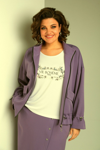Жакет, футболка, юбка Tensi 369 темная_лаванда - фото 4