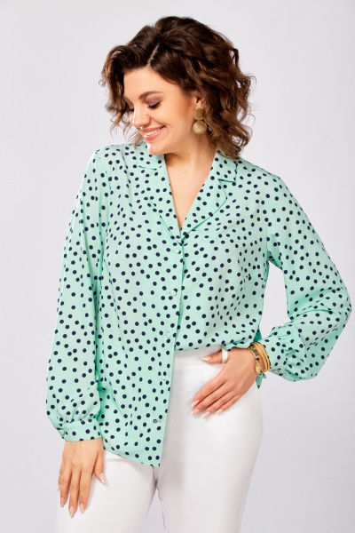 Блуза Swallow 842.2 мята/темно-синий_горошек - фото 8