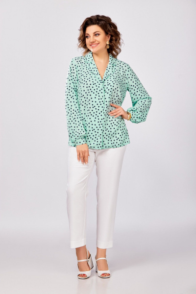 Блуза Swallow 842.2 мята/темно-синий_горошек - фото 7