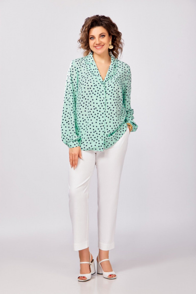 Блуза Swallow 842.2 мята/темно-синий_горошек - фото 5