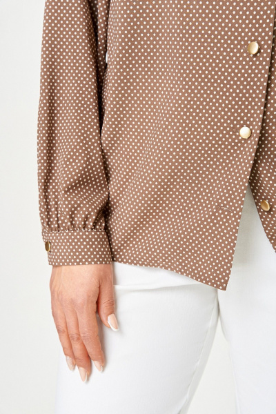 Блуза Swallow 842 коричнево-бежевый/мелкий_горошек - фото 6