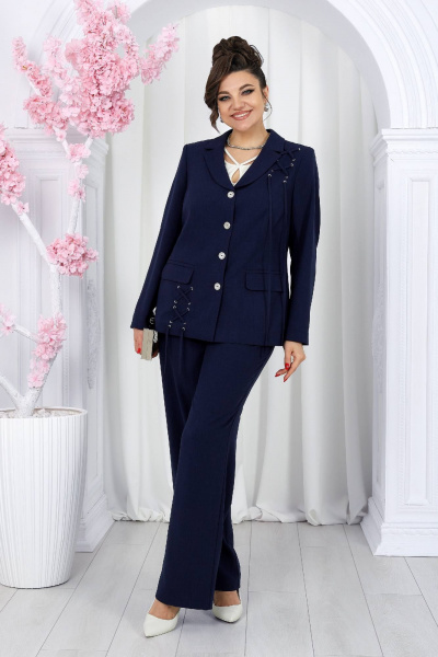 Блуза, брюки, жакет Ninele 7488 синий - фото 13