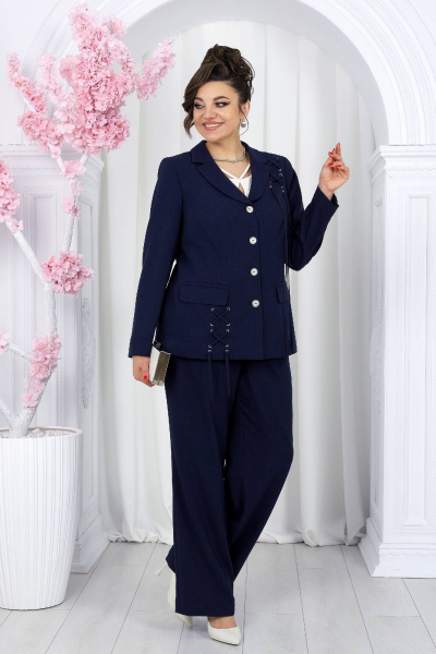 Блуза, брюки, жакет Ninele 7488 синий - фото 10