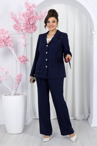 Блуза, брюки, жакет Ninele 7488 синий - фото 8