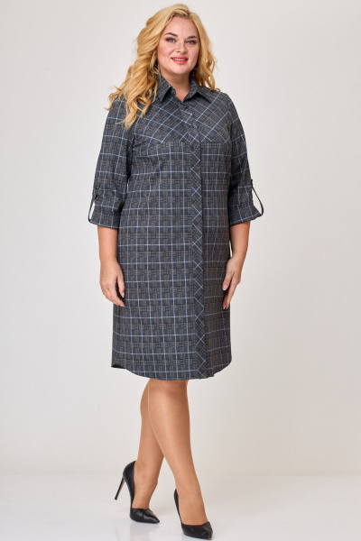 Платье LadyThreeStars 2472 клетка_с_горчичным - фото 6