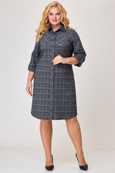 Платье LadyThreeStars 2472 клетка_с_горчичным - фото 3