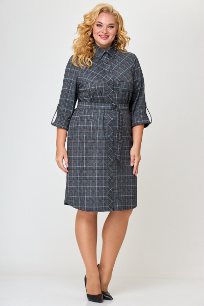 Платье LadyThreeStars 2472 клетка_с_горчичным - фото 2