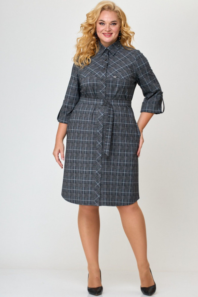 Платье LadyThreeStars 2472 клетка_с_горчичным - фото 1