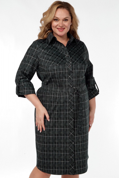 Платье LadyThreeStars 2473 клетка_с_изумрудным - фото 8