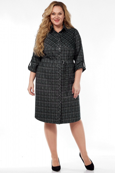 Платье LadyThreeStars 2473 клетка_с_изумрудным - фото 2