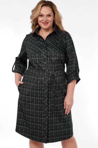 Платье LadyThreeStars 2473 клетка_с_изумрудным - фото 1