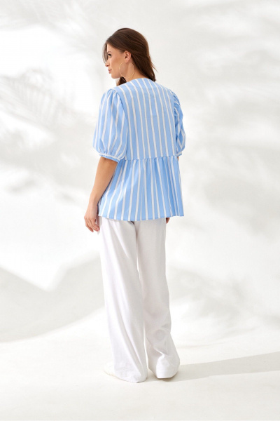 Блуза ELLETTO 3827 полоска_молочно-голубой - фото 8