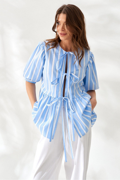 Блуза ELLETTO 3827 полоска_молочно-голубой - фото 5