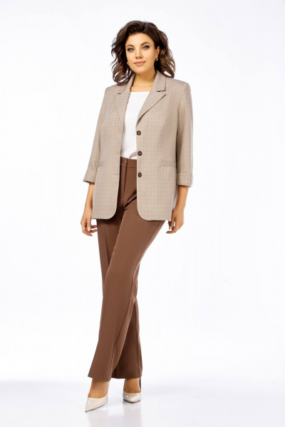 Брюки, жакет Ольга Стиль С-918 коричневый - фото 1