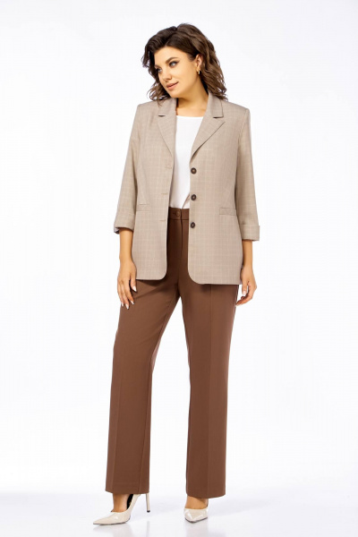Брюки, жакет Ольга Стиль С-918 коричневый - фото 4