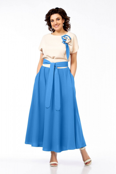 Платье Ольга Стиль С-912 молочно-голубой - фото 6